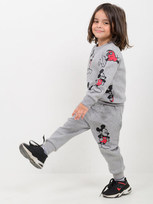 Little Mickey Themed Fleece Suit (Heather Gray)