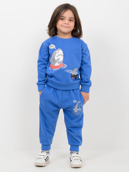 Shark Splash Fleece Suit (Ocean Blue)