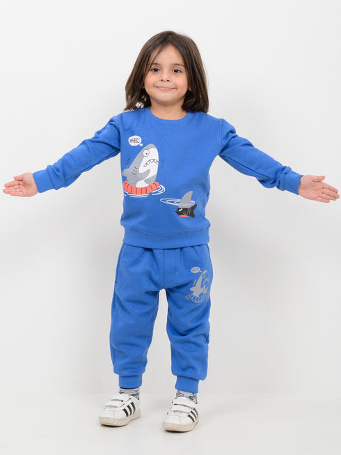 Shark Splash Fleece Suit (Ocean Blue)