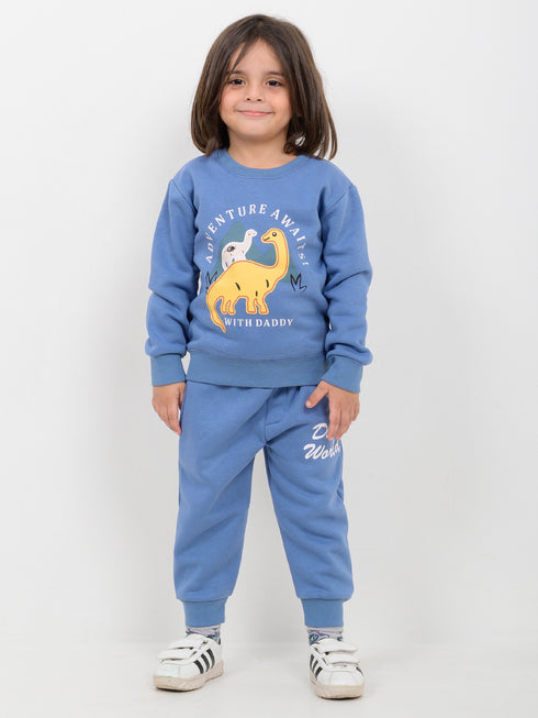Papa-Saurus Adventure Fleece Suit (Dusty Blue)