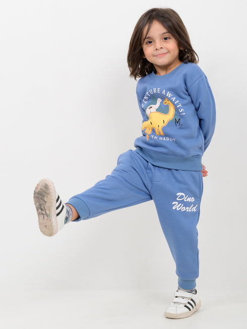 Papa-Saurus Adventure Fleece Suit (Dusty Blue)