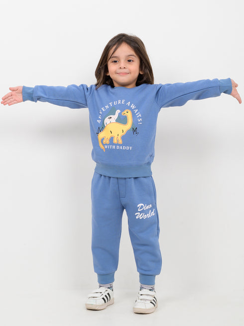 Papa-Saurus Adventure Fleece Suit (Dusty Blue)