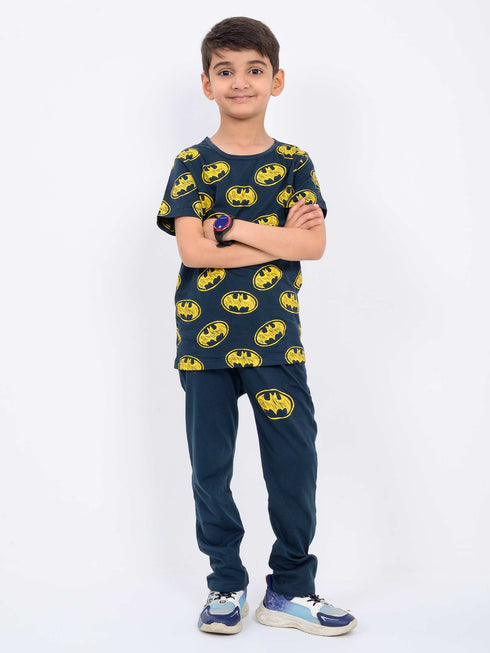 Batman Shield Cotton Trouser Set (Midnight Charcoal)