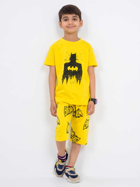 Dark Knight Bold Cotton Short Set (Yellow)