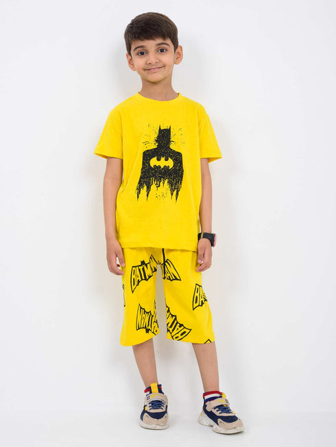 Dark Knight Bold Cotton Short Set (Yellow)
