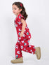 Frill Sleeves Meowy Magic Cotton Trouser Set (Cherry Red)