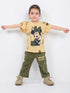Frill Sleeves Minnie Chic Cotton Trouser Set (Olive Green)