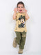 Frill Sleeves Minnie Chic Cotton Trouser Set (Olive Green)