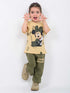 Frill Sleeves Minnie Chic Cotton Trouser Set (Olive Green)