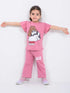 Frill Sleeves We Bare Bears Cotton Trouser Set (Pink)