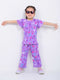 Frill Sleeves Fairy Wings Cotton Trouser Set (Purple)