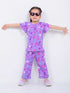 Frill Sleeves Fairy Wings Cotton Trouser Set (Purple)