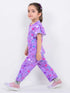 Frill Sleeves Fairy Wings Cotton Trouser Set (Purple)