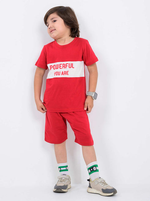 Powerful You Are Cotton Short Set (Red)