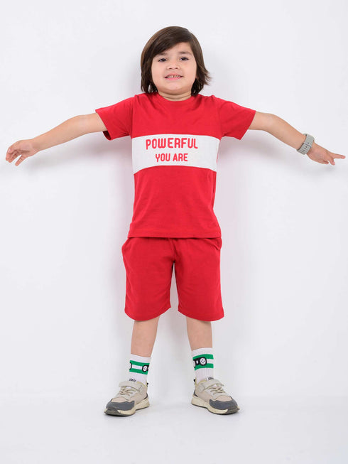 Powerful You Are Cotton Short Set (Red)
