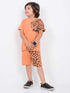 Leopard Power Cotton Short Set (Rust Orange)