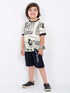 Mickey Comic Cotton Short Set (Off-White & Black)
