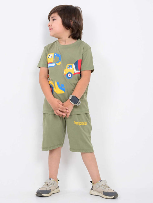 Truck Explorer Cotton Short Set (Olive Green)