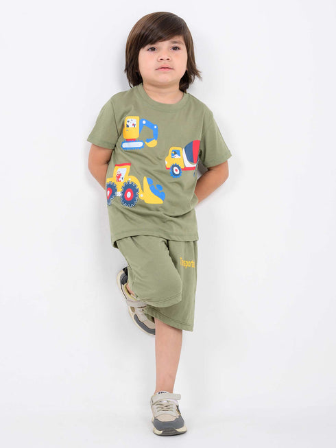 Truck Explorer Cotton Short Set (Olive Green)