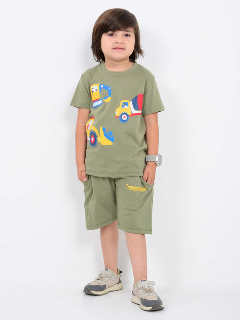 Truck Explorer Cotton Short Set (Olive Green)