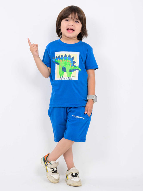 Stegosaurus Cotton Short Set (Royal Blue)