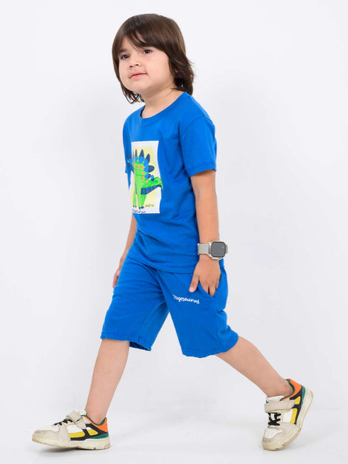 Stegosaurus Cotton Short Set (Royal Blue)