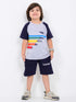 Speed Racer Cotton Short Set (Grey & Navy Blue)