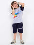 Speed Racer Cotton Short Set (Grey & Navy Blue)