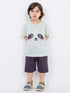 Panda Peek-a-Boo Cotton Short Set (Mint Green & Charcoal)