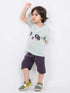 Panda Peek-a-Boo Cotton Short Set (Mint Green & Charcoal)