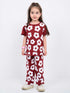Frill Sleeves Floral Charm Cotton Trouser Set (Maroon & White)