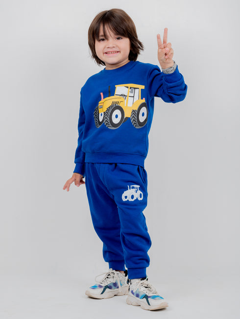 Truck Printed Fleece Suit (Royal Blue)