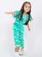 Frill Sleeves Cozy Kitty Cotton Trouser Set (Mint Green)