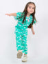 Frill Sleeves Cozy Kitty Cotton Trouser Set (Mint Green)