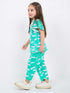 Frill Sleeves Cozy Kitty Cotton Trouser Set (Mint Green)