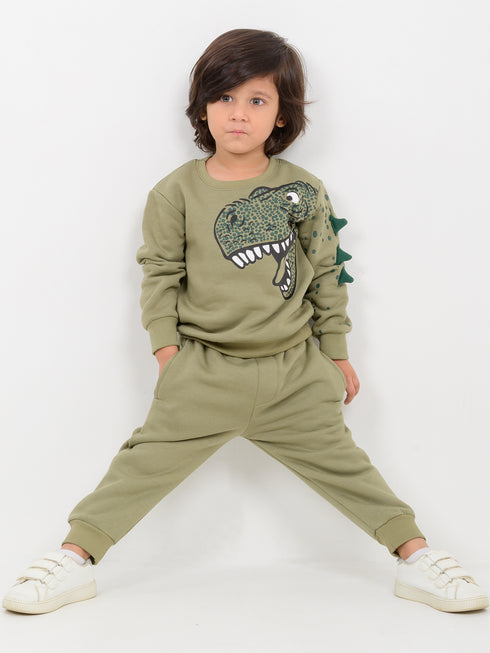Dino Vibe Fleece Suit (Jurassic Green)