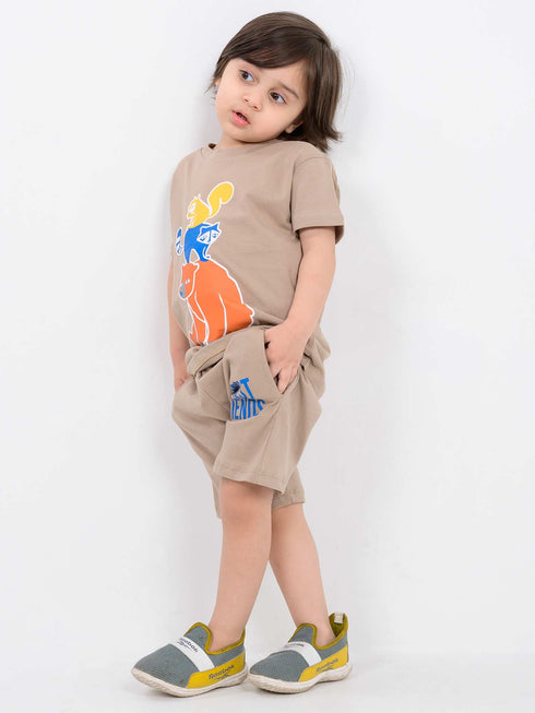 Forest Friends Cotton Short Set (Beige)