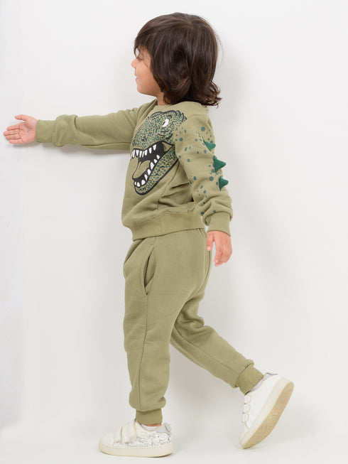 Dino Vibe Fleece Suit (Jurassic Green)