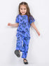 Frill Sleeves Butterfly Breeze Cotton Trouser Set (Blue)