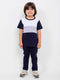 Classic Colorblock Cotton Trouser Set (Navy Blue & White)