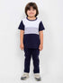 Classic Colorblock Cotton Trouser Set (Navy Blue & White)