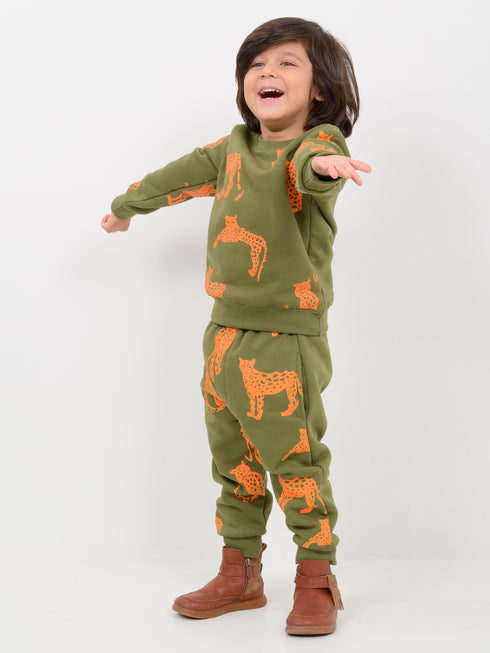 Cheetah Chase Fleece Suit (Olive Green)