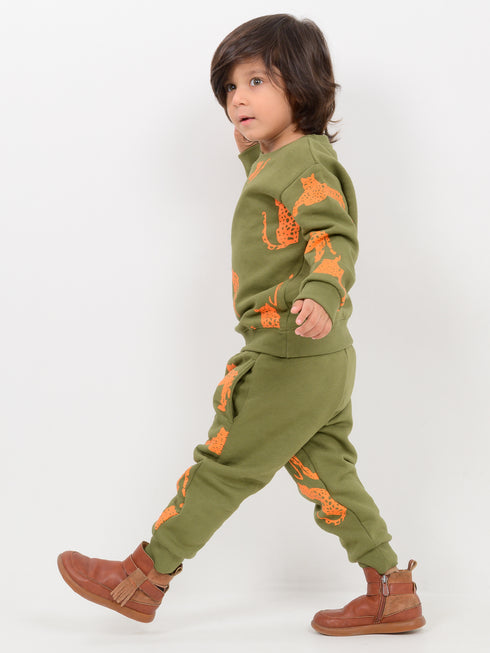 Cheetah Chase Fleece Suit (Olive Green)