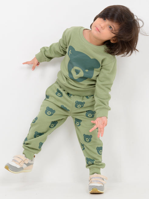 Honey Bear Themed Fleece Suit (Green)