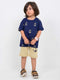 Little Sailor Oversized Cotton Short Set (Navy-Beige)