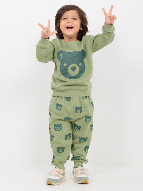 Honey Bear Themed Fleece Suit (Green)