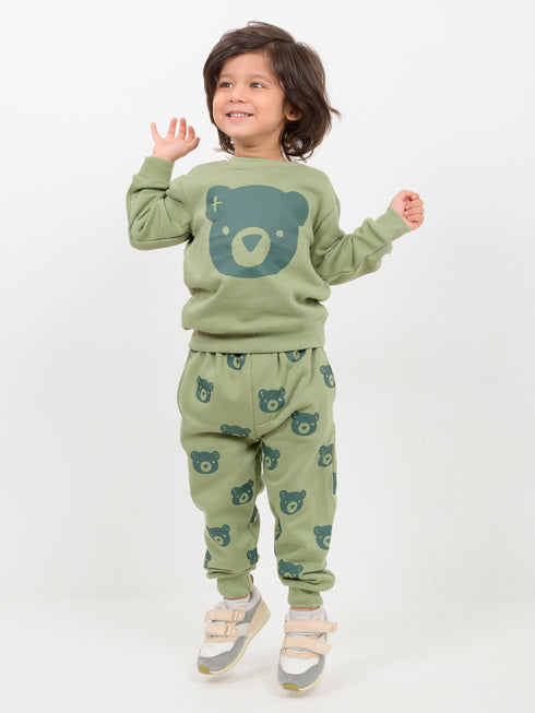Honey Bear Themed Fleece Suit (Green)