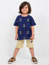 Little Sailor Oversized Cotton Short Set (Navy-Beige)