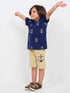 Little Sailor Oversized Cotton Short Set (Navy-Beige)