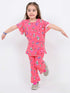 Frill Sleeves Fairy Bloom Cotton Trouser Set (Coral Pink)